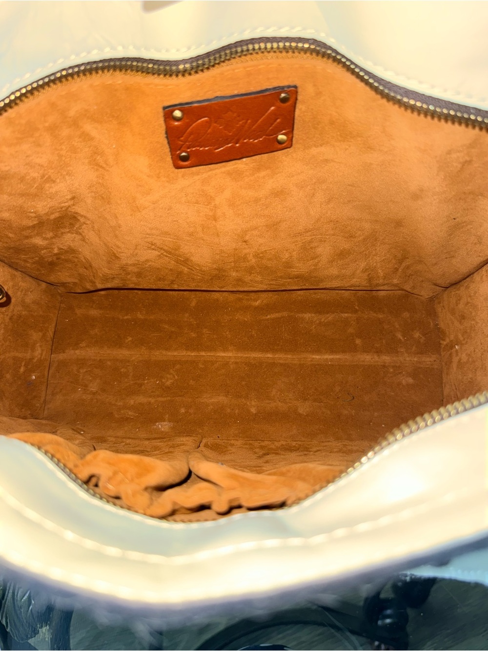 Patricia Nash White and Gold Marbled Tote with Stud Accents - Picture 5 of 7